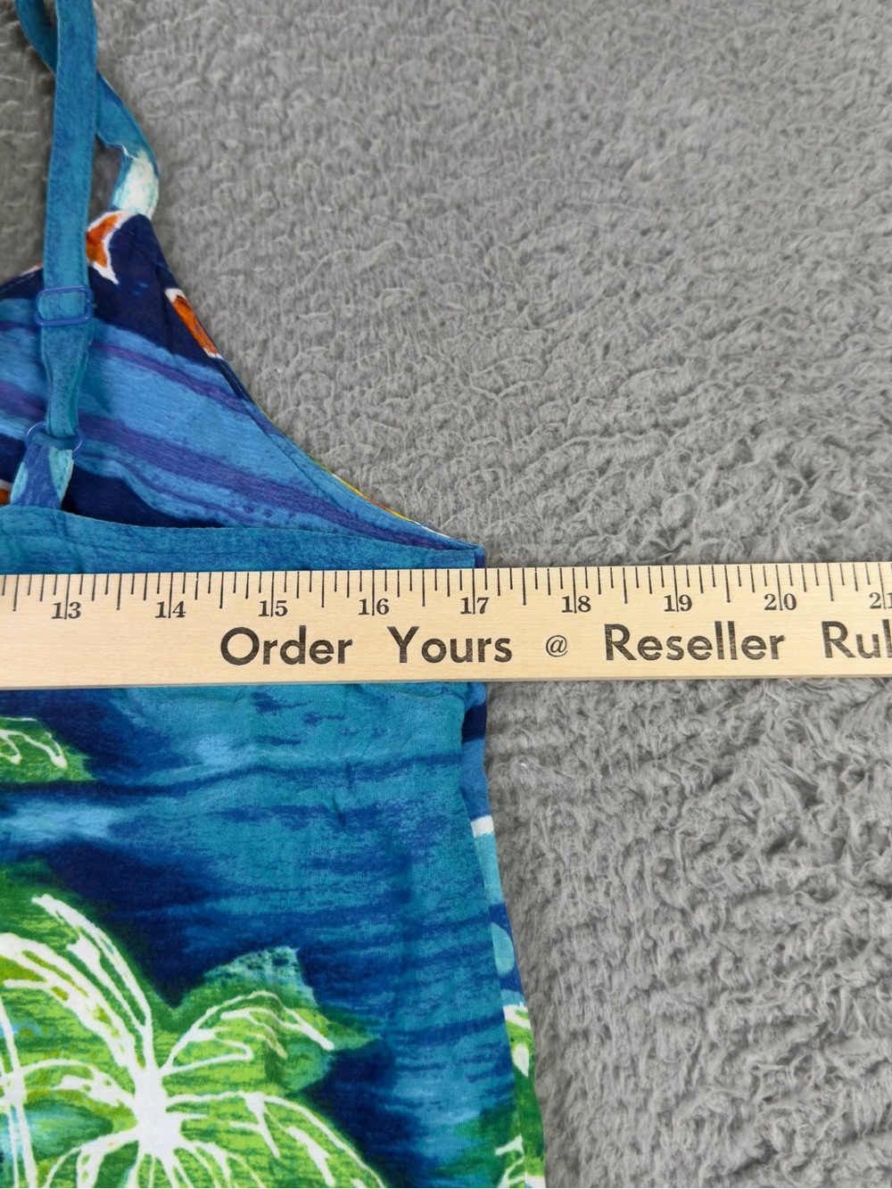Jams World Tank Top Womens Medium Blue Island Fish AOP Tropical Straps Rayon - Picture 9 of 9